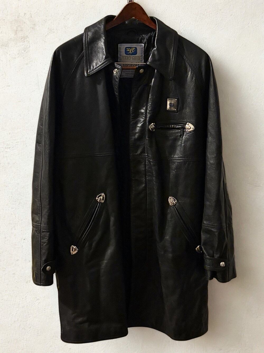 Piero Guidi Lineabold Leather Long Coat Made in Italy - Vintage
